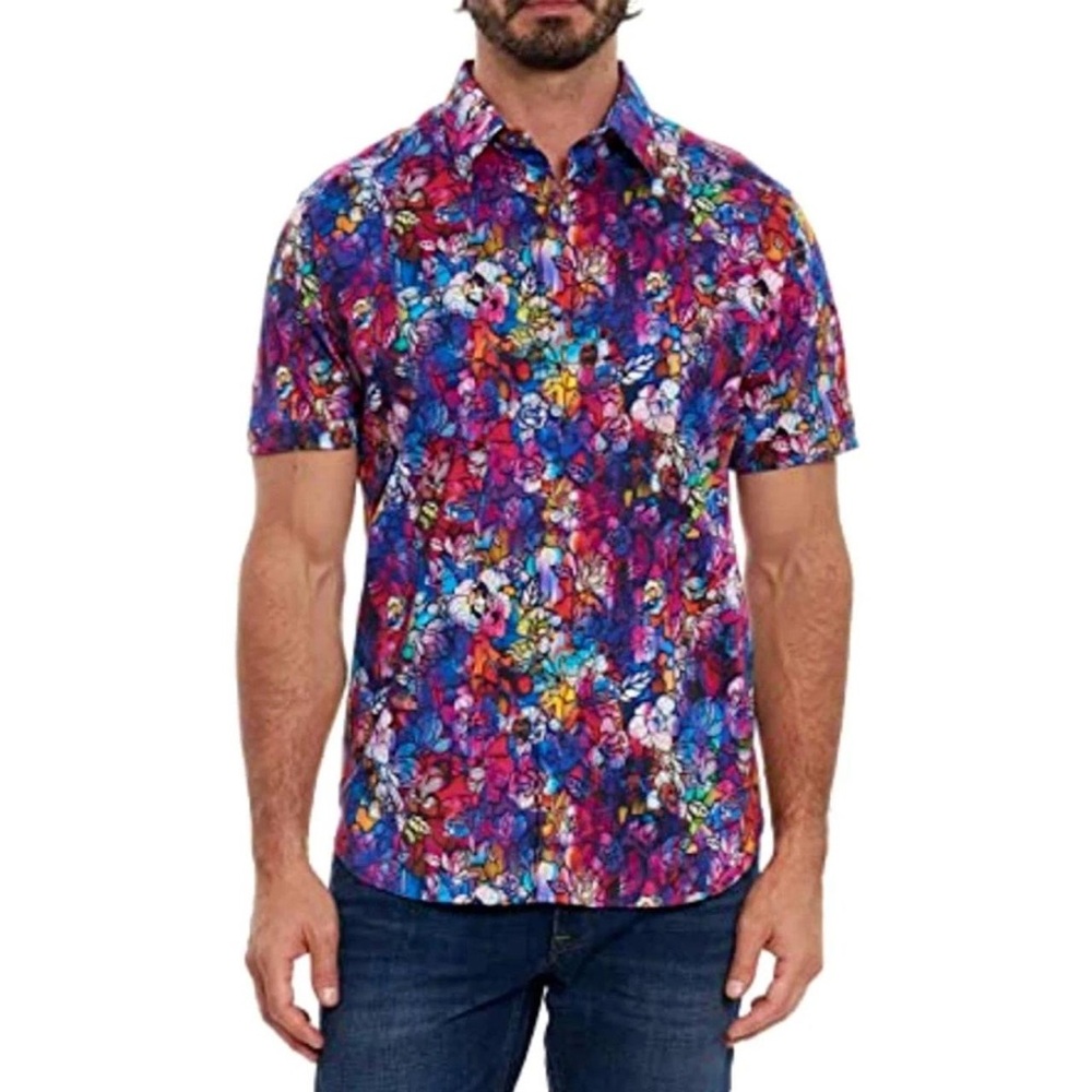ROBERT GRAHAM Men’s Valerio Floral Skull S/S Button Down Shirt Size M, EUC